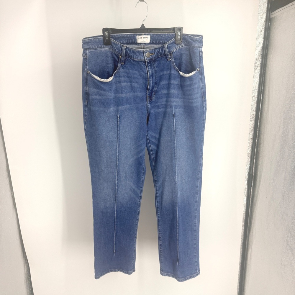 Lane Bryant Signature Fit Mid Rise Relaxed Straight Jeans Blue 16 Front Seam